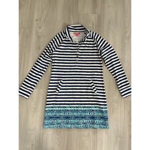 Lilly Pulitzer Marlowe Dress Womens Medium Mini Lets Cha Cha Marine Long Sleeve